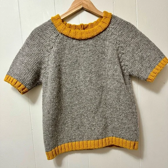 babaa • no5 ochre chunky knit spanish wool button‑back sweater rare - Picture 2 of 6